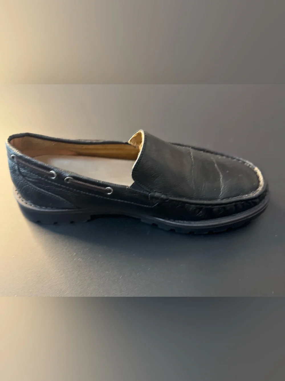 Brix Men’s Black Leather Slip-On Driving Loafers Size 11.5